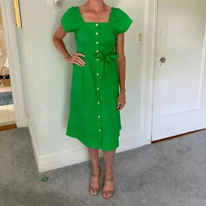 J.  Crew 100% Cotton Button Front Shirt Dress Green Size 4